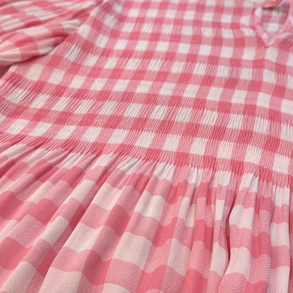 Floral & Ivy | pink & White Gingham Pleated Babydoll Tunic Size M Medium - Picture 6 of 11